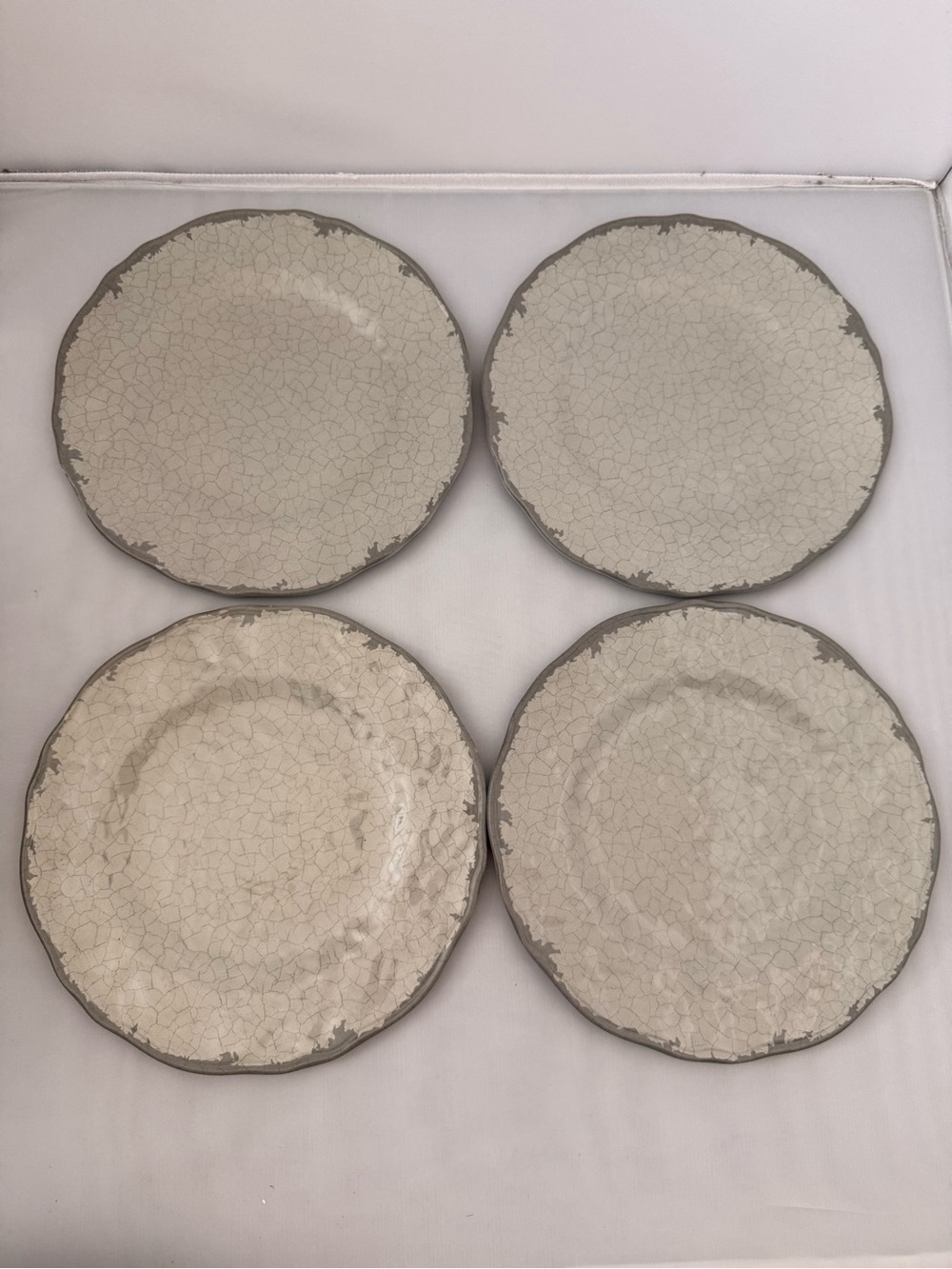 Tommy Bahama Crackle Melamine Salad Dessert Plates 9" grey Set Of 4